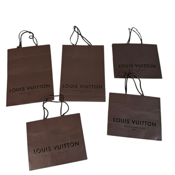 Lot of 5 Authentic Louis Vuitton Brown Shopping Gift Bags with Handles - Picture 1 of 4